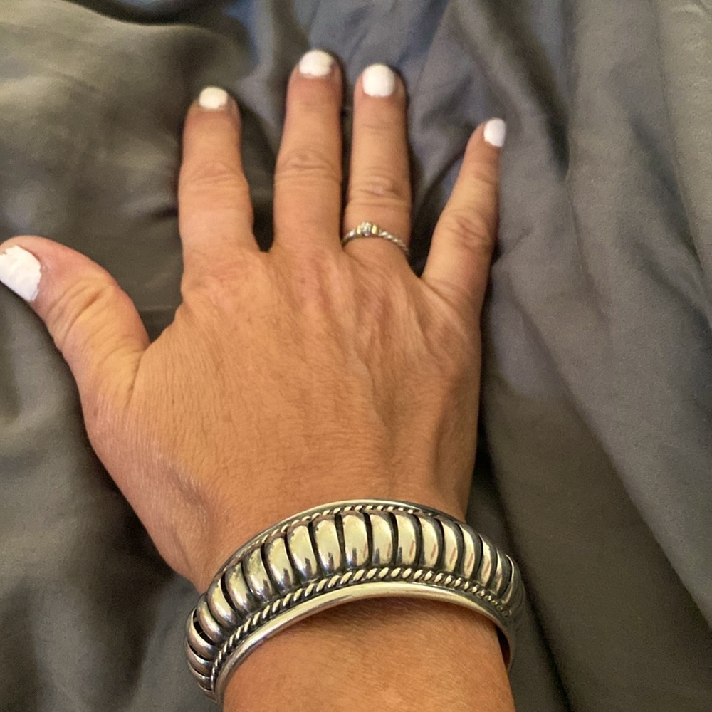 Priscilla Apache Navajo Designed Sterling Silver Cuff Bracelet - Picture 9 of 9